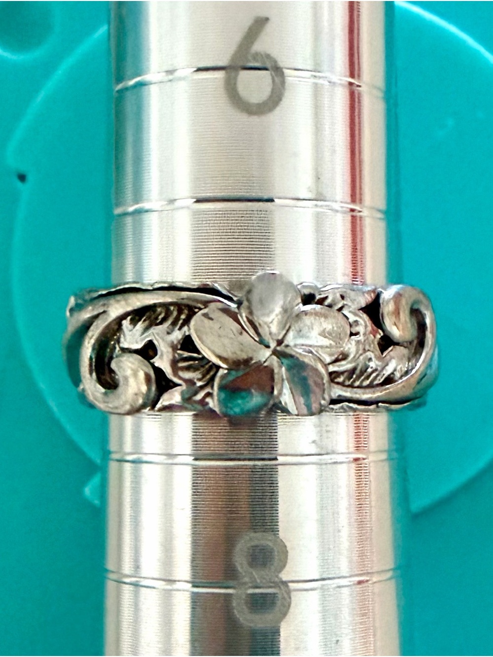 Hawaiian Heirloom Scroll Band Plumeria Wave Sterling Silver Ring 7 - Picture 4 of 10